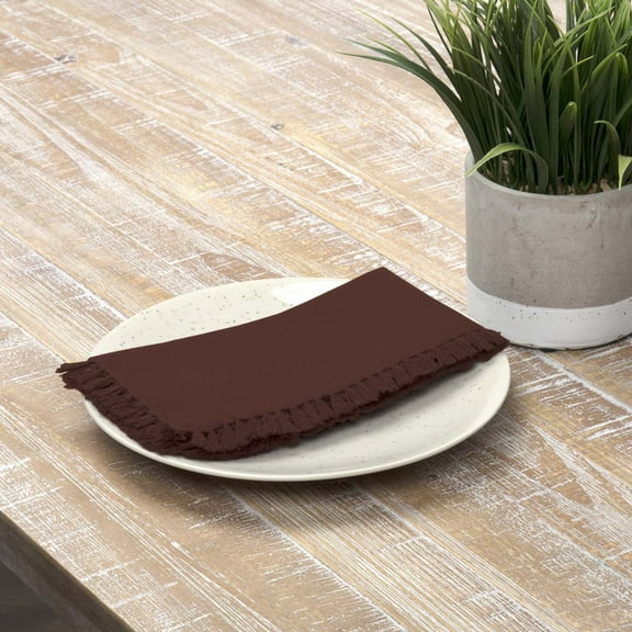 VHC Brands Harvest & Thanksgiving Farmhouse Tabletop & Kitchen-Cassidy Red Napkin Set of 6, Burgundy