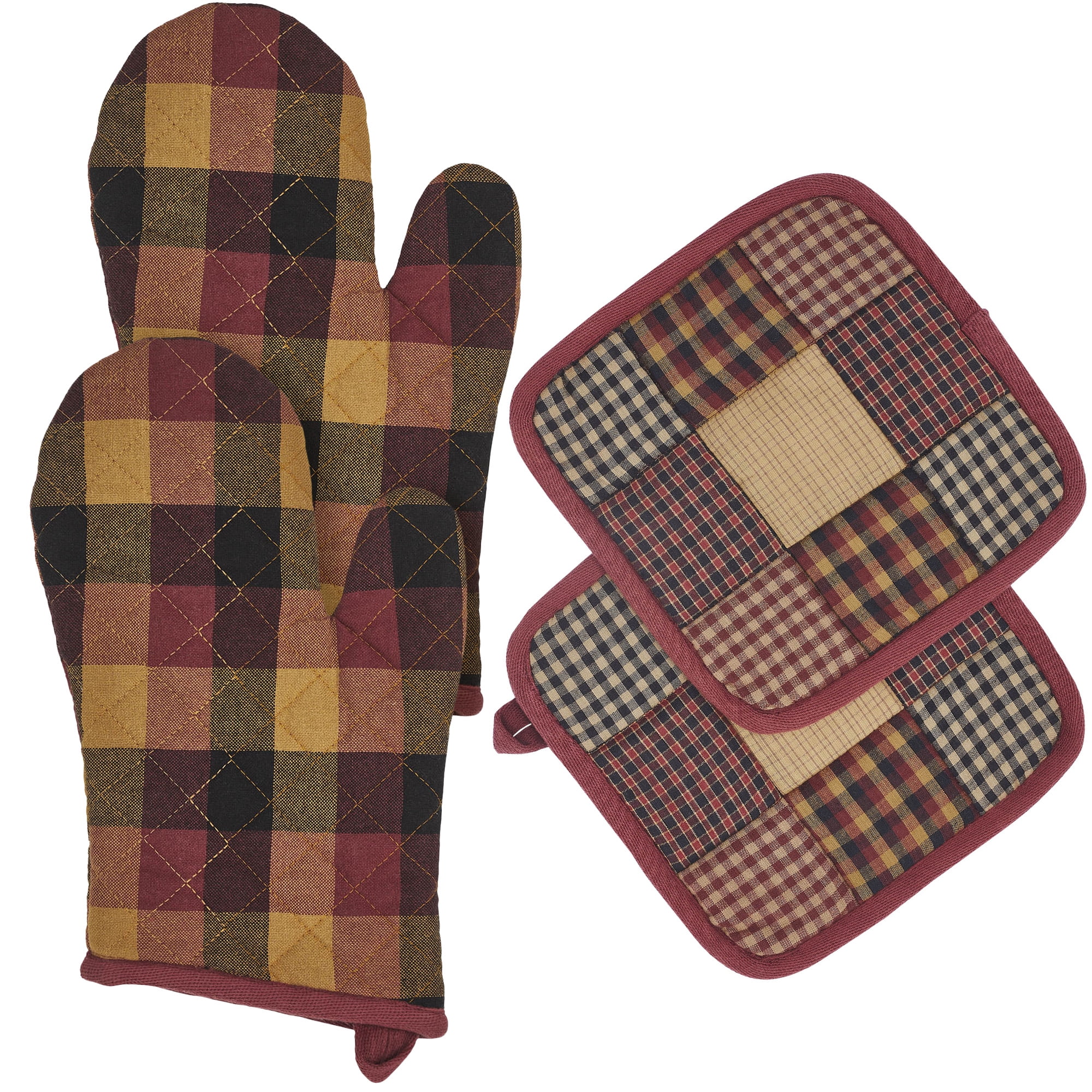 VHC Brands Heritage Farms 4PC Set 2 Oven Mitts and 2 Pot Holders
