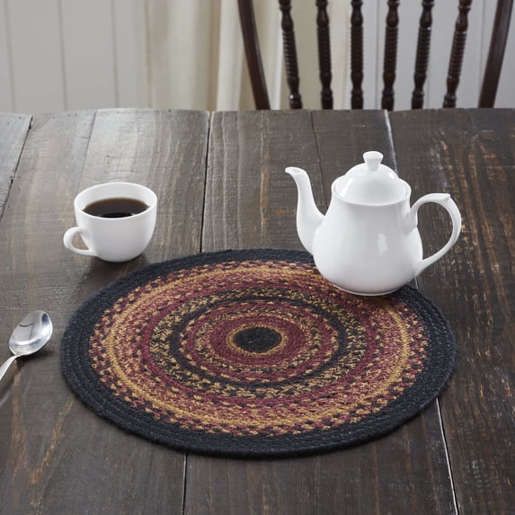 VHC Brands Heritage Farms Table Mat- Pot Holder- Woven Jute Trivet, 15" Round