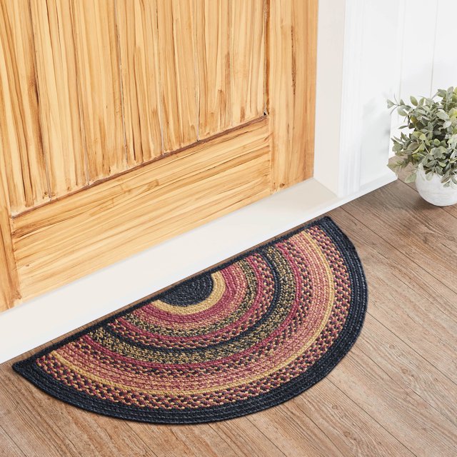 VHC Brands Heritage Farms Braided Jute Rug, NonSkid Pad, Half Circle