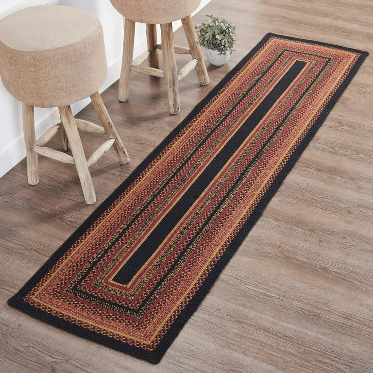 VHC Brands Heritage Farms Braided Jute Runner Rug Non Skid Pad Rectangle Red Black Tan. 24x96 Walmart