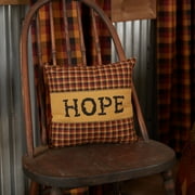 VHC Brands Heritage Farms Hope Pillow 12x12 Country Primitive Bedding Accessory, Burgundy