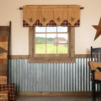 VHC Brands Heritage Farms, Primitive, Kitchen Window Curtain, Star and Pip Valance Layered, 20x60