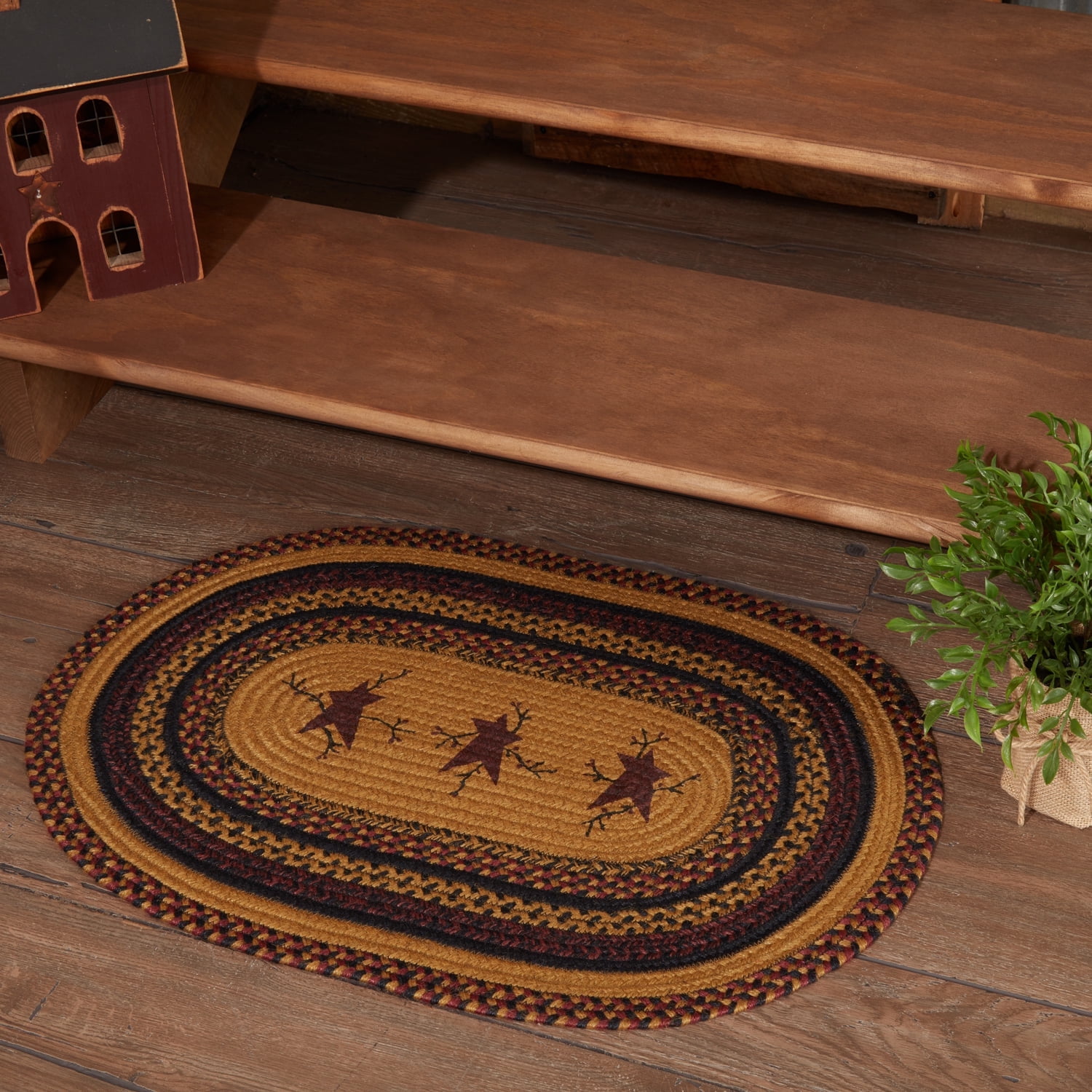 Heritage Farms Oval Braided Jute Rug with Star Accents