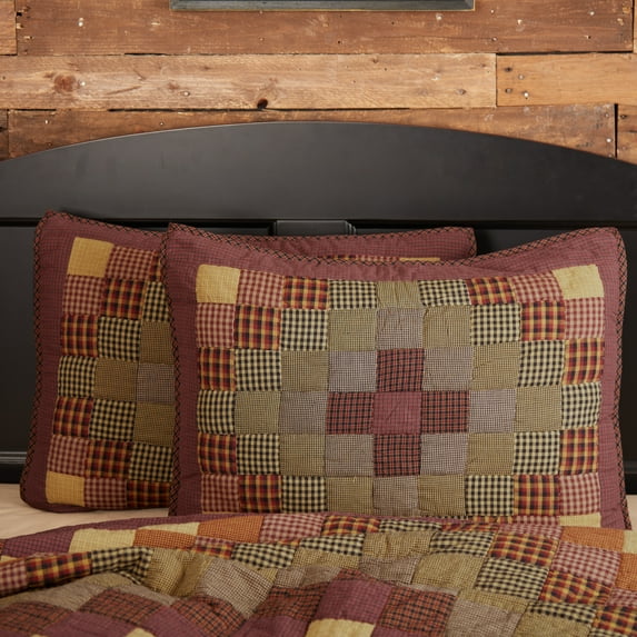 VHC Brands Heritage Farms Window Curtain, Standard Sham, Red, 21x27