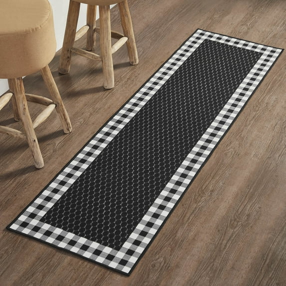 VHC Brands Down Home Indoor Rug/Runner Rect 22x78, Polyester Area Rug, Accent Rug, Floor Decor, Down Home Collection, Rectangle 22x78, Country Black