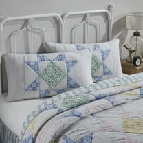 VHC Brands Jolie, Farmhouse Quilted Bed Sham, King, Patchwork, Blue & Green, 21x37
