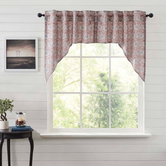 VHC Brands Kaila Country Cottage Vintage Floral Curtain Swag Set of 2 36x36x17