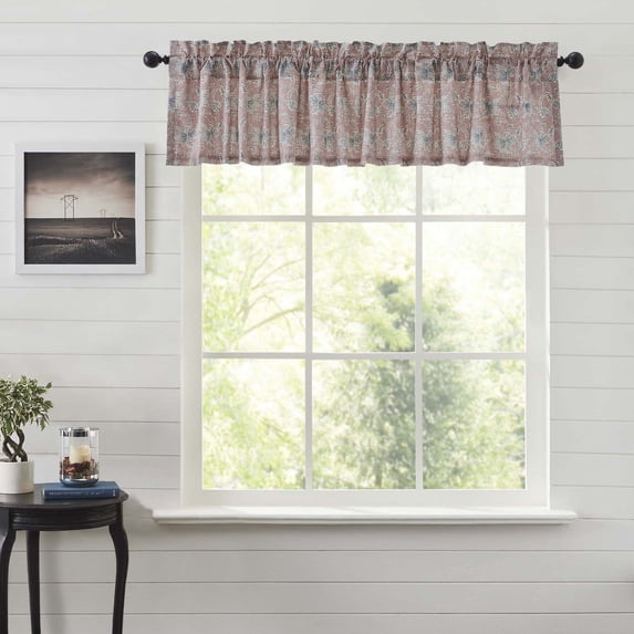 VHC Brands Kaila Country Cottage Vintage Floral Kitchen Curtain Valance 16x90