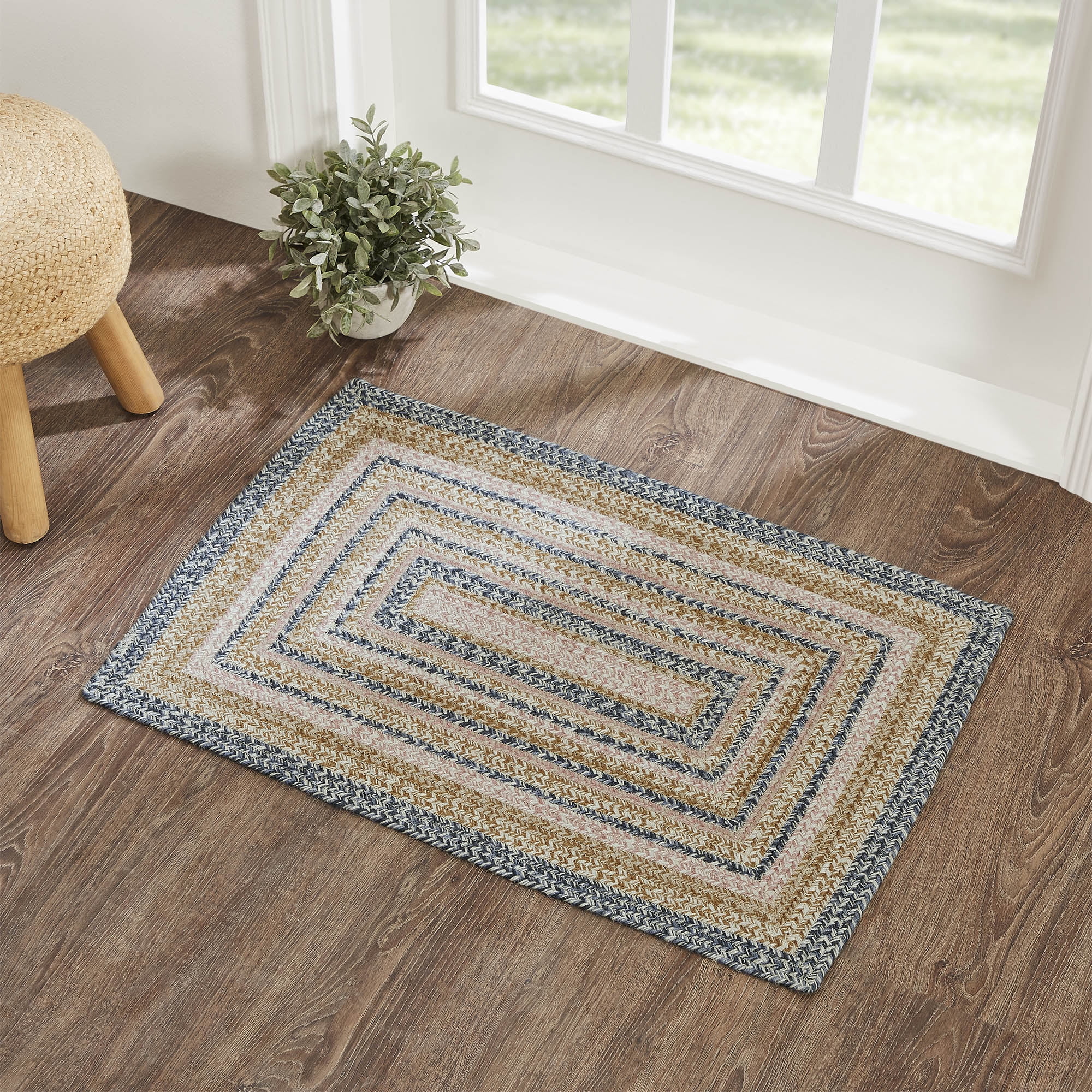 VHC Brands Kaila Farmhouse 24"x36" Accent Rug Blue Textured Jute