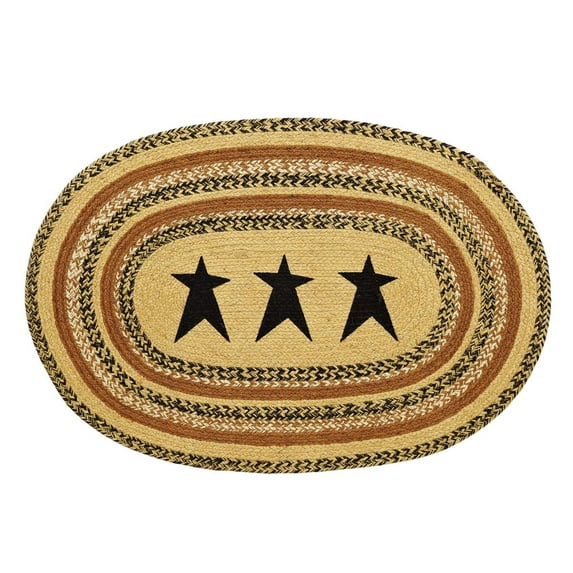 VHC Brands 10117 24 x 36 in. Kettle Grove Oval Shape Stencil Star Braided Jute Rug