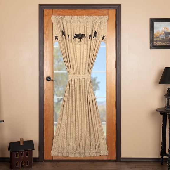 VHC Brands Kettle Grove Door Panel with Attached Crow and Star Valance 72x40