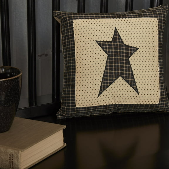 VHC Brands Kettle Grove Home Decor, Pillow Star, Black, 10x10