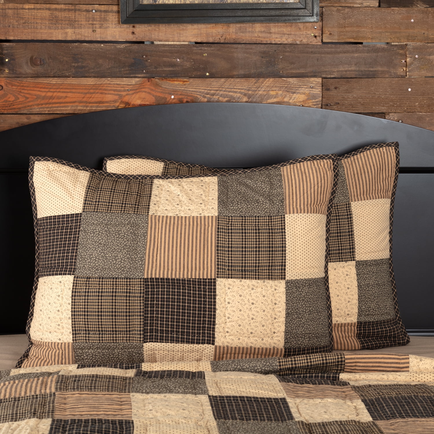 Kettle Grove Black and Beige Cotton Patchwork Sham