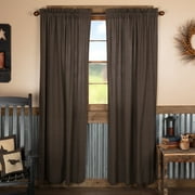 VHC Brands Kettle Grove Plaid Panel Scalloped Set of 2 84x40 Country Curtains, Country Black