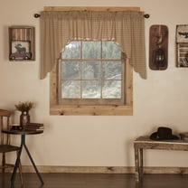 VHC Brands Millsboro Window Curtains, Swag Scalloped Set of 2, Tan, 36x36x16