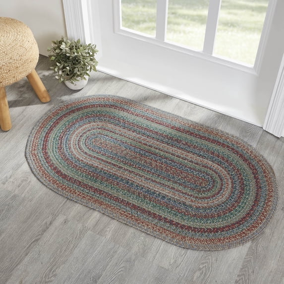 VHC Brands Multi Jute Rug Oval w/Pad 27x48