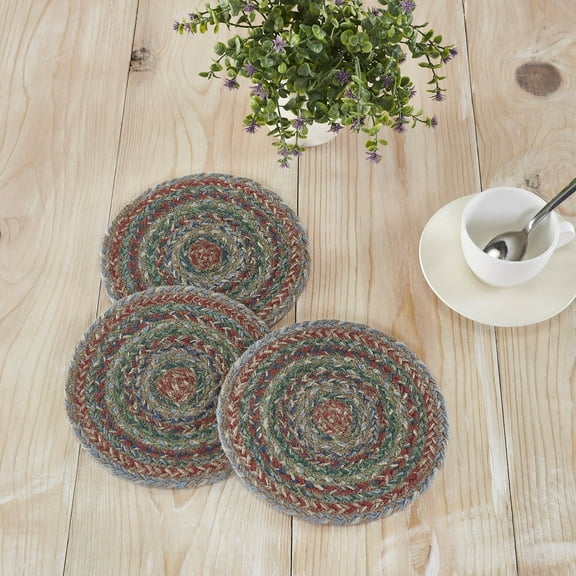 VHC Brands Multi Jute Trivet 8 inch Diameter Set of 3