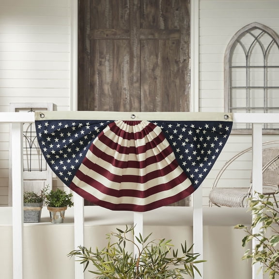 VHC Brands Patriotic My Country Stars & Stripes Bunting Flag 18x36, Fourth of July Decoration, Independence Day Decor, Decorative Banner with Grommet Holes