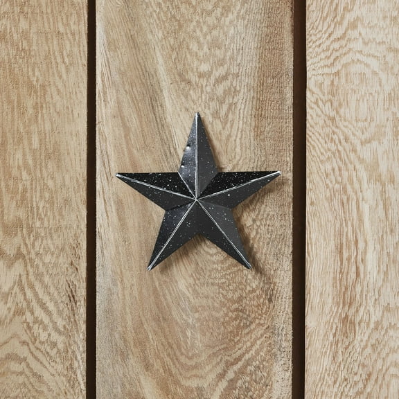 VHC Brands Patriotic Faceted Metal Star Black Wall Hanging 4x4, Independence Day Decor, American Star Design, Distressed Appearance Metal Wall Hanging, Star Shape, Country, Charcoal Black