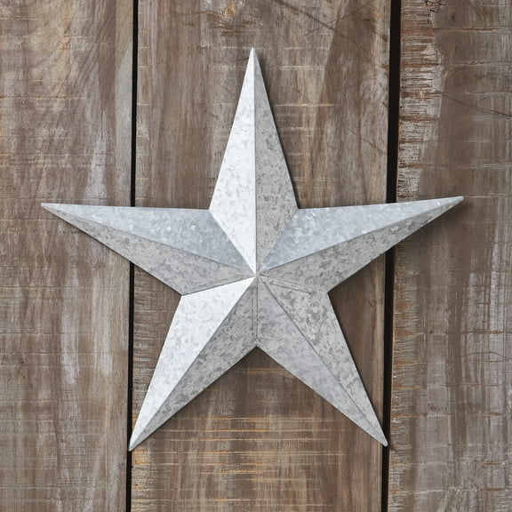 VHC Brands Patriotic Faceted Metal Star Galvanized Wall Hanging 12x12, Independence Day Decor, American Star Design, Distressed Appearance Metal Wall Hanging, Star Shape, Country, Metal Grey