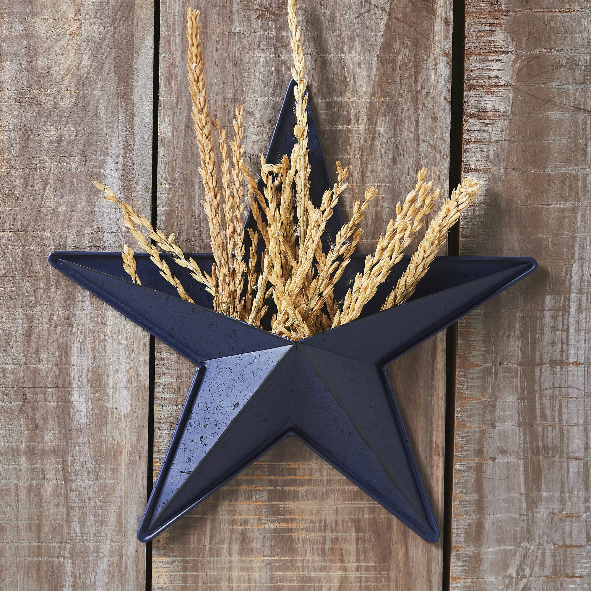 Navy Blue Metal Star Wall Hanging with Display Pocket