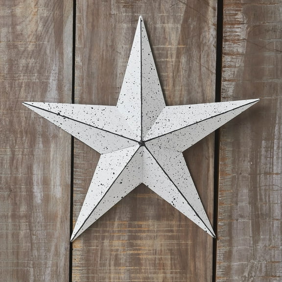 VHC Brands Patriotic Faceted Metal Star White Wall Hanging 12x12, Independence Day Decor, American Star Design, Distressed Appearance Metal Wall Hanging, Star Shape, Country, Matte White