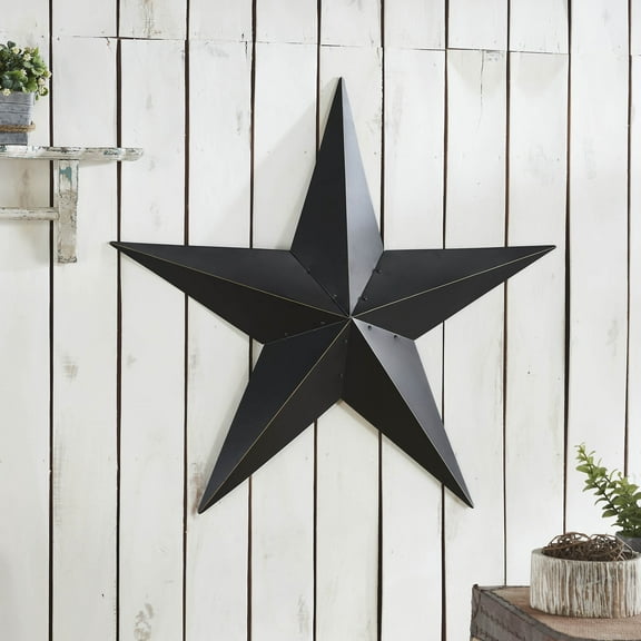 VHC Brands Patriotic Metal Star Distressed 36x36, Independence Day Decor, Decorative Wall Hanging, Rustic Farmhouse Decorations, Country Black, Vintage Tan