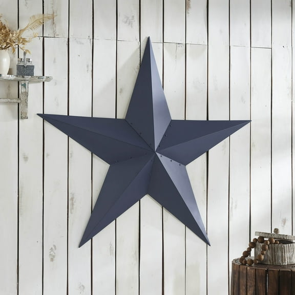 VHC Brands Patriotic Metal Star Distressed 48x48, Independence Day Decor, Decorative Wall Hanging, Rustic Farmhouse Decorations, Navy, Black