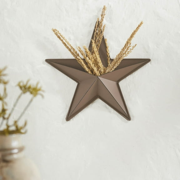 VHC Brands Patriotic Metal Star Distressed w/Pocket 12x12, Independence Day Decor, Decorative Wall Hanging, Rustic Farmhouse Decorations, Rust Brown, Black