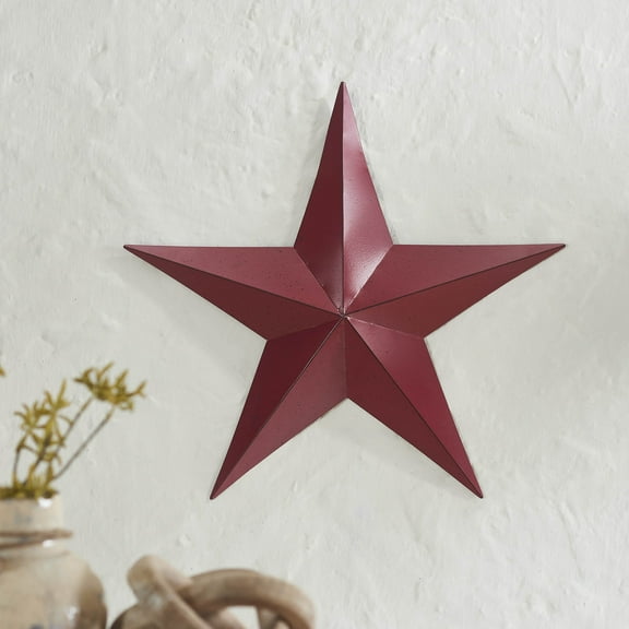 VHC Brands Patriotic Metal Star Speckled Distressed 18x18, Independence Day Decor, Decorative Wall Hanging, Rustic Farmhouse Decorations, Burgundy, Black