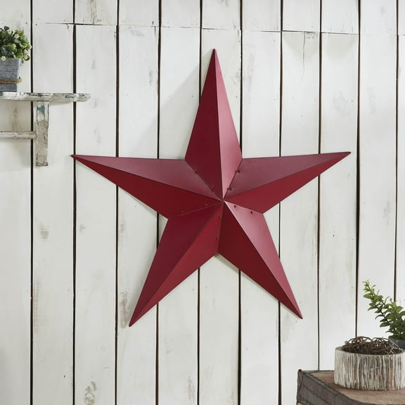 VHC Brands Patriotic Metal Star Speckled Distressed 36x36, Independence Day Decor, Decorative Wall Hanging, Rustic Farmhouse Decorations, Burgundy, Black