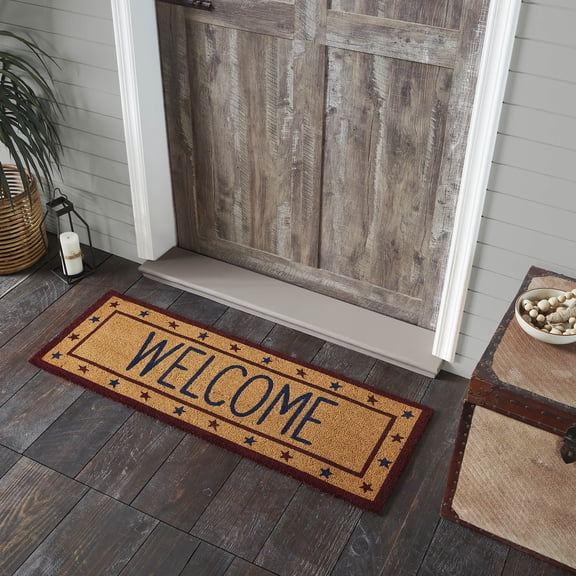 VHC Brands Patriotic Stars Welcome Coir Rug Rect 17x48