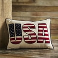 thumbnail image 1 of VHC Brands Patriotic USA Pillow 14x20, Independence Day Decor, Stars and Stripes Flag Design, Embroidered Cotton Pillow, Perfect for Bedroom, Entry, Living Room, Rectangle Shape, Americana, Natural, 1 of 6