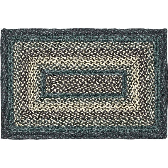 VHC Brands Pine Grove, Braided Jute Rug, Non-Skid Pad, Door Mat, Rectangle, Green, 20x30