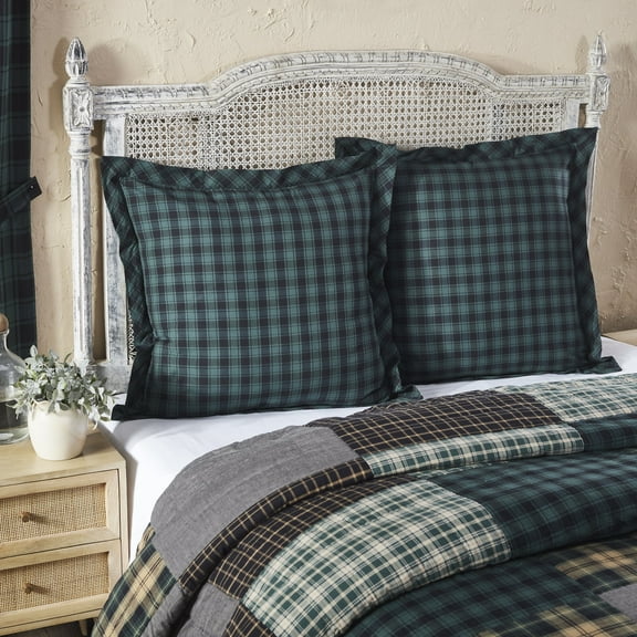 VHC Brands, Pine Grove Euro Sham Cover, Green, 26x27