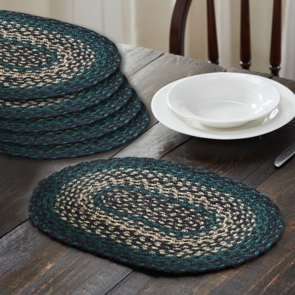 VHC Brands Pine Grove Jute Oval Placemat Set of 6 10x15