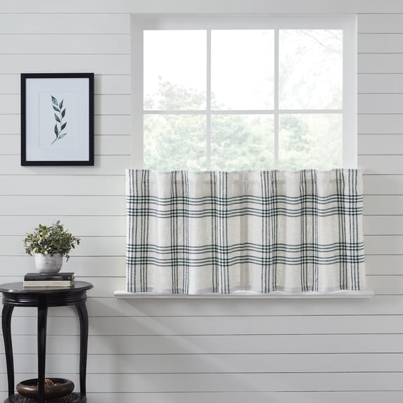 VHC Brands Pine Grove Plaid Curtain Tier, Green, 24x36, Set of 2