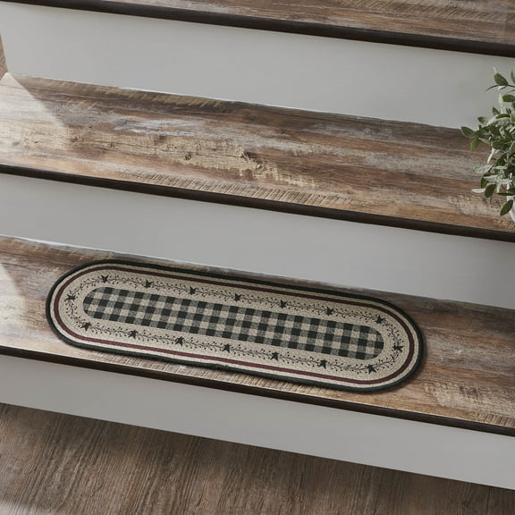 VHC Brands Pip Vinestar Indoor/Outdoor Stair Tread Oval Latex 8.5x27, Polyester Entry, Living Room Stair Tread, Country Style, Farmhouse, Pip Vinestar Collection, Oval 8.5x27, Natural