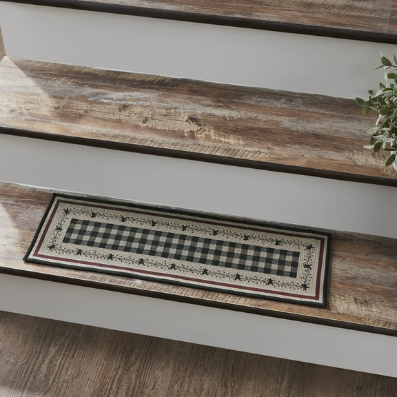 VHC Brands Pip Vinestar Indoor/Outdoor Stair Tread Rect Latex 8.5x27, Polyester Entry, Living Room Stair Tread, Country Style, Farmhouse, Pip Vinestar Collection, Rectangle 8.5x27, Natural