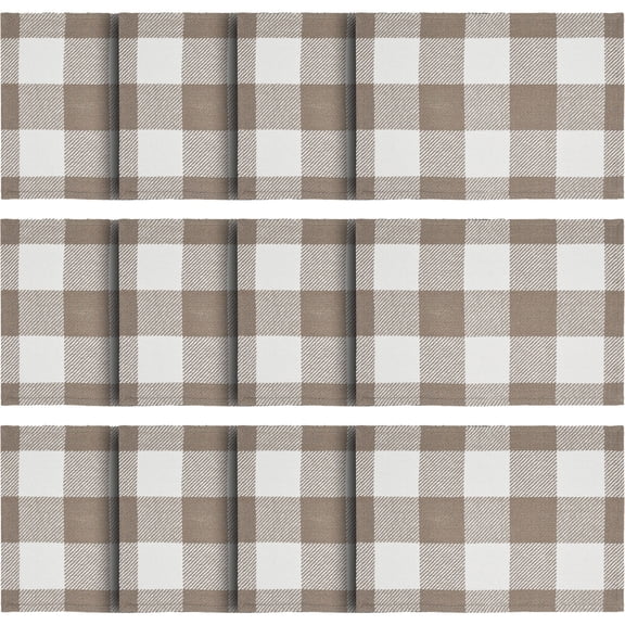 VHC Brands Placemat 13x19 Set of 2, Cotton Dining Room, Kitchen Placemat, Dining Table Placemats, Place Mat, Annie Buffalo Check Collection, Rectangle 13x19, Portabella, 6 Pack 12 Pack