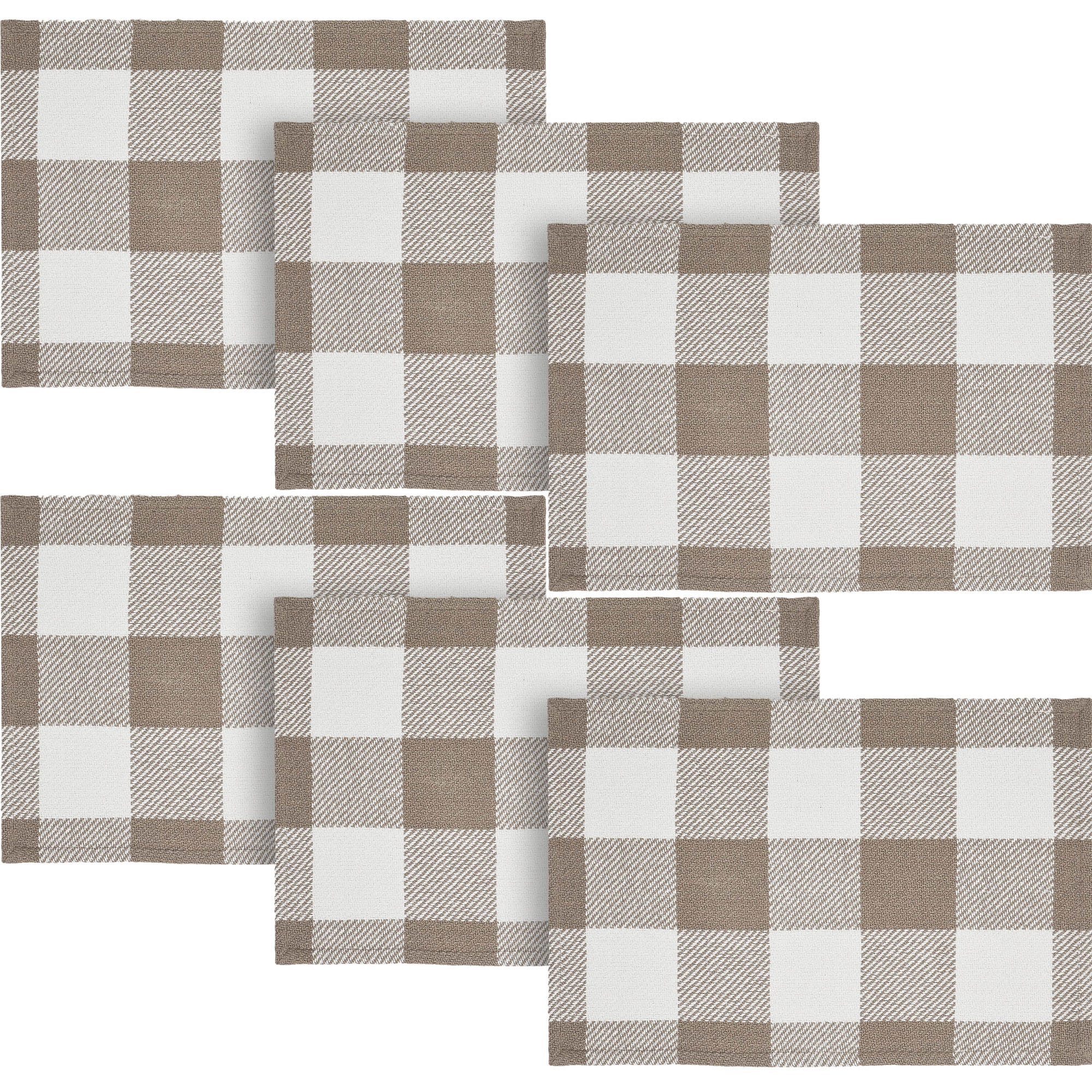 VHC Brands Placemat 13x19 Set of 2, Cotton Dining Room, Kitchen Placemat, Dining Table Placemats, Place Mat, Annie Buffalo Check Collection, Rectangle 13x19, Portabella, 3 Pack 6 Pack