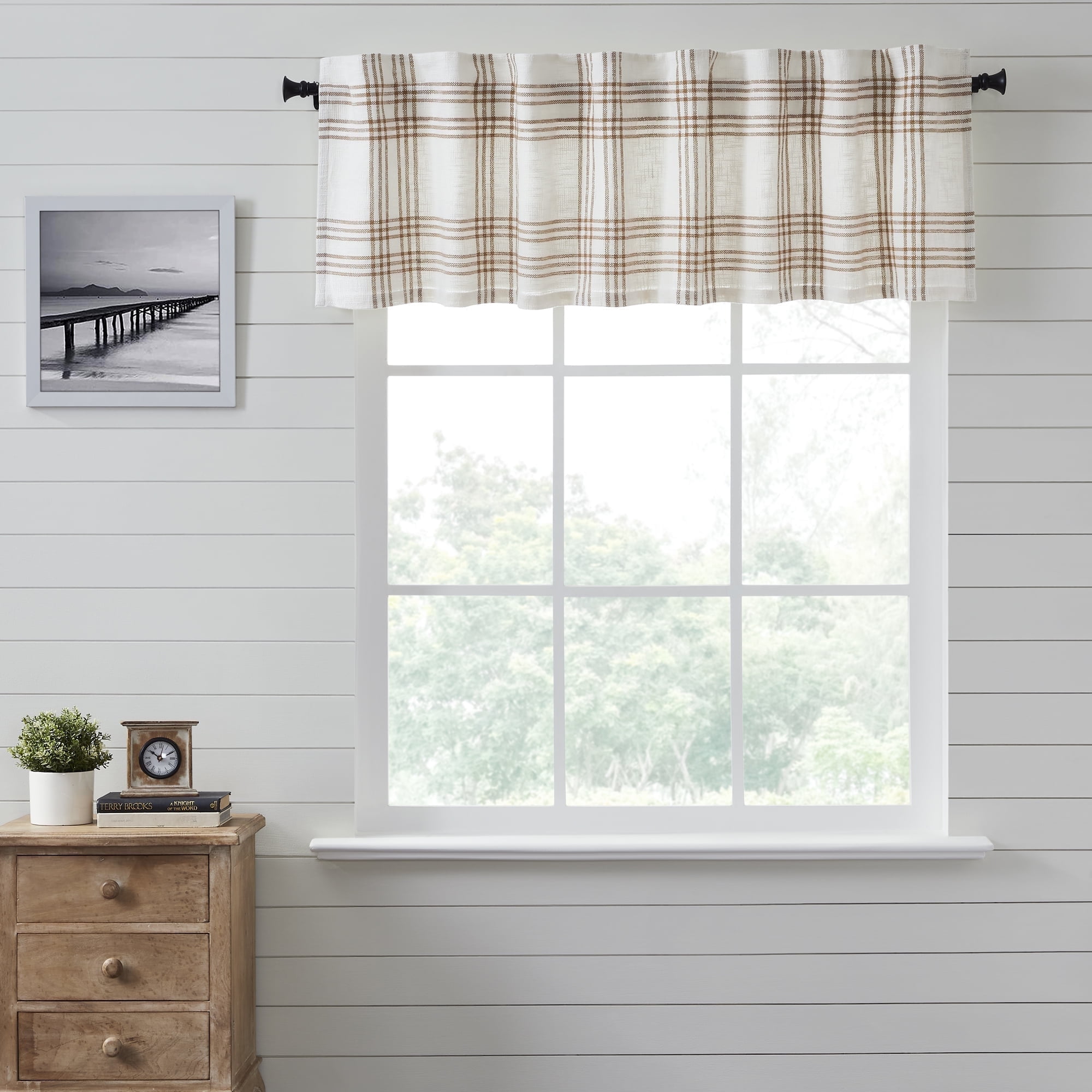 Wheat Plaid Rod Pocket Valance 72" Wide