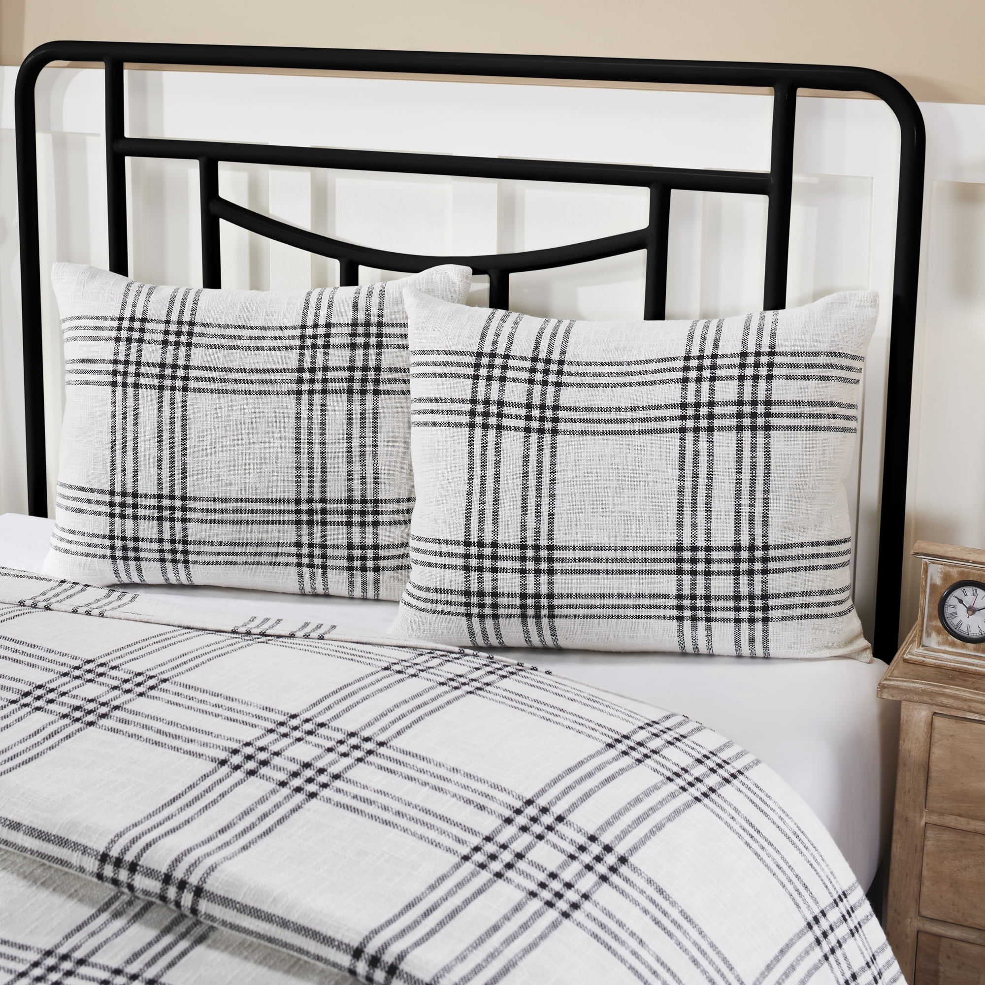 Black and White Plaid Cotton Standard Sham