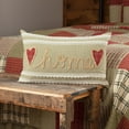 thumbnail image 1 of VHC Brands Prairie Winds Text Cotton Farmhouse Appliqued Rope Pillow 22x14 Filled Bedding Accessory, 14x22, Brick Red Home, Hearts, 1 of 6