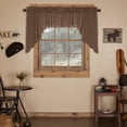 thumbnail image 1 of VHC Brands Prescott Rustic 36"x36"x16" Swag Pair Brown Rod Pocket Cotton Plaid Kitchen Window Curtains, 1 of 5