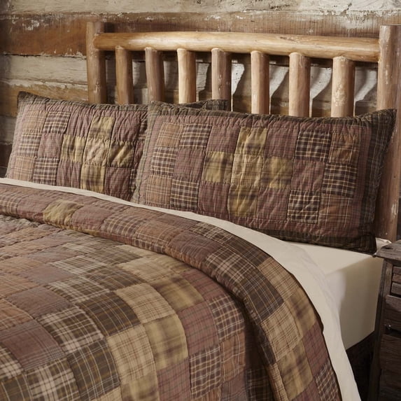 VHC Brands Prescott King Sham 21x37 Country Rustic Lodge Design, Russet