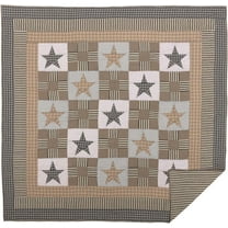 VHC Brands Primitive Bedding Ninepatch Quilt, Queen, Warm Grey