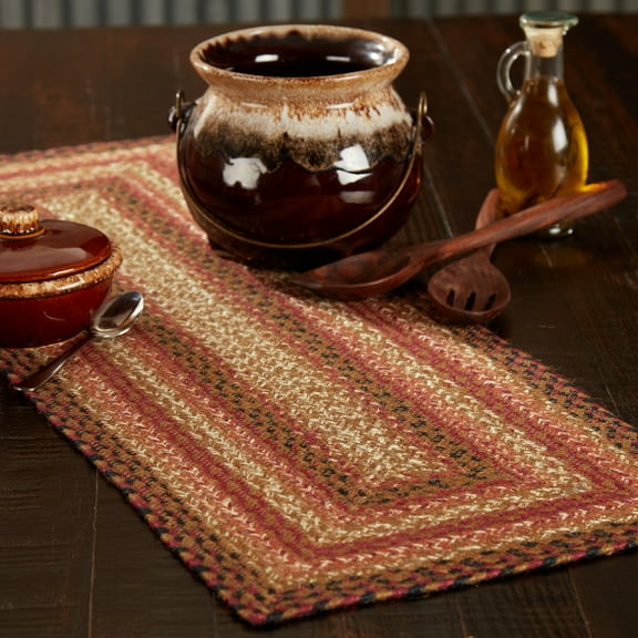 VHC Brands Primitive Ginger Spice Table Runner, Orange Red Natural, Jute Blend, Rectangle, 13x36 Inches