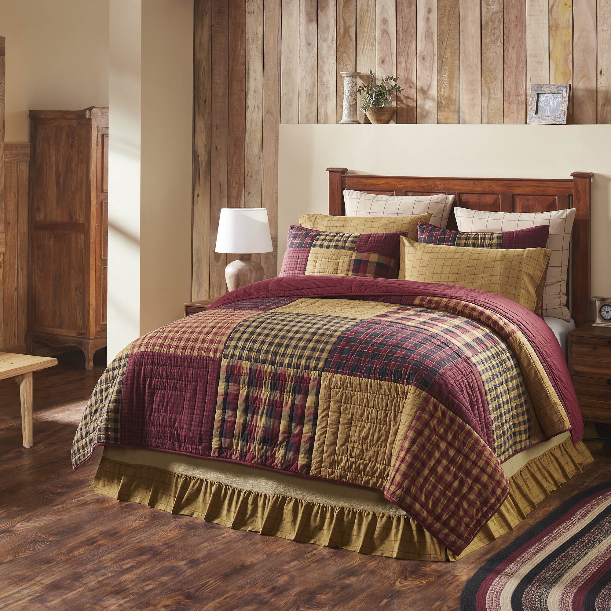 Queen Black and Burgundy Cotton Reversible Quilt